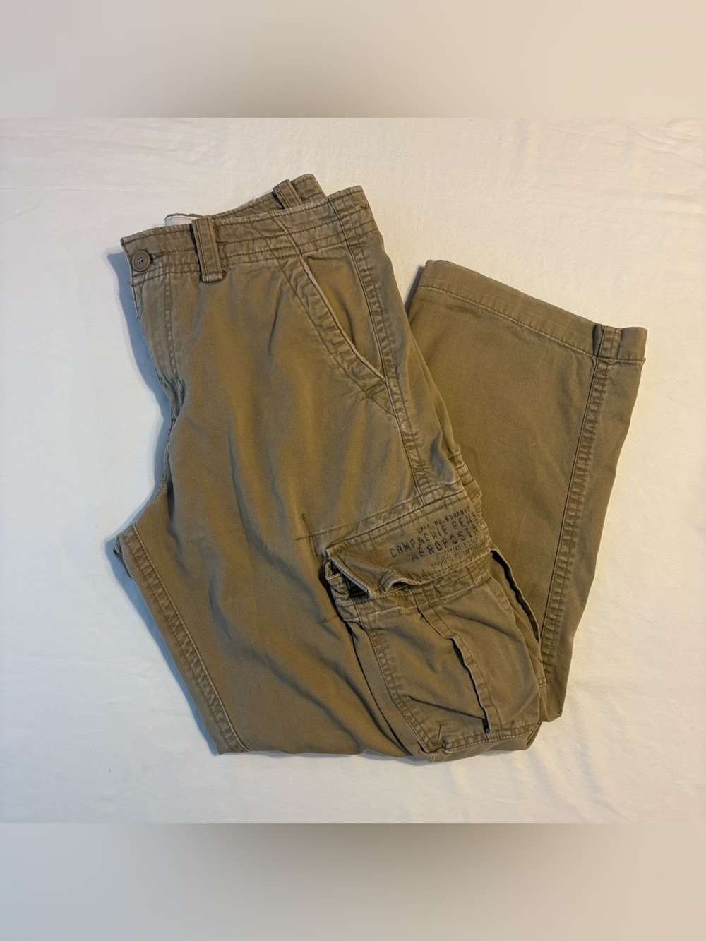 Vintage Y2K Aeropostale A87 Cargo Pants Khaki Baggy Skater Gorpcore size 31/32